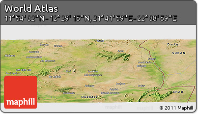 Satellite Panoramic Map of the Area around 12° 11' 54" N, 22° 10' 29" E