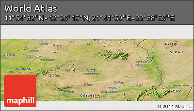 Satellite Panoramic Map of the Area around 12° 11' 54" N, 22° 10' 29" E