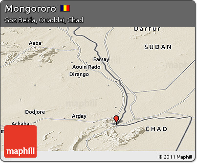 Shaded Relief Panoramic Map of Mongororo