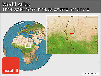 Satellite Location Map of the Area around 12° 11' 54" N, 23° 52' 30" E