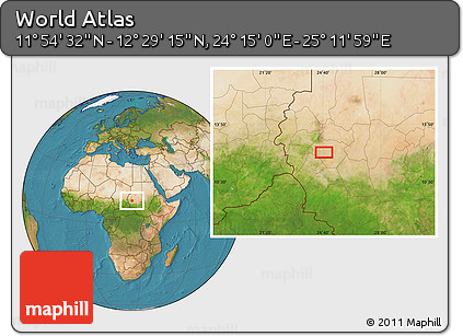 Satellite Location Map of the Area around 12° 11' 54" N, 24° 43' 30" E
