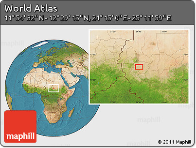 Satellite Location Map of the Area around 12° 11' 54" N, 24° 43' 30" E