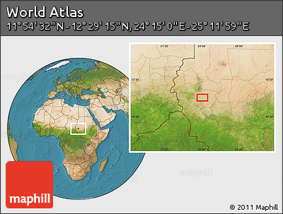 Satellite Location Map of the Area around 12° 11' 54" N, 24° 43' 30" E