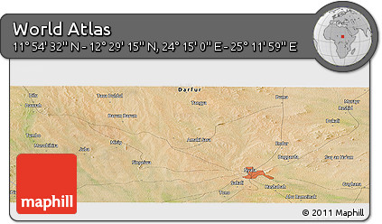 Satellite Panoramic Map of the Area around 12° 11' 54" N, 24° 43' 30" E