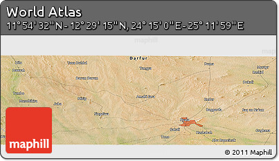 Satellite Panoramic Map of the Area around 12° 11' 54" N, 24° 43' 30" E