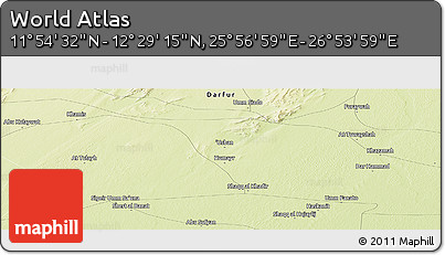 Physical Panoramic Map of the Area around 12° 11' 54" N, 26° 25' 29" E