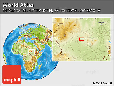 Physical Location Map of the Area around 12° 11' 54" N, 28° 7' 30" E