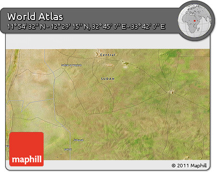 Satellite 3D Map of the Area around 12° 11' 54" N, 33° 13' 30" E