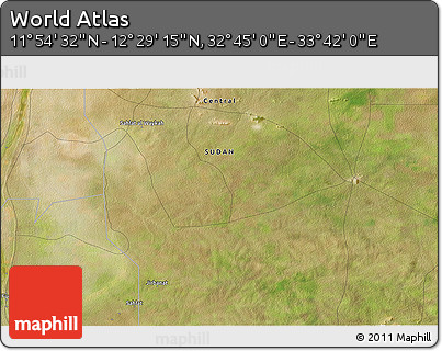 Satellite 3D Map of the Area around 12° 11' 54" N, 33° 13' 30" E