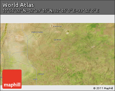 Satellite 3D Map of the Area around 12° 11' 54" N, 33° 13' 30" E
