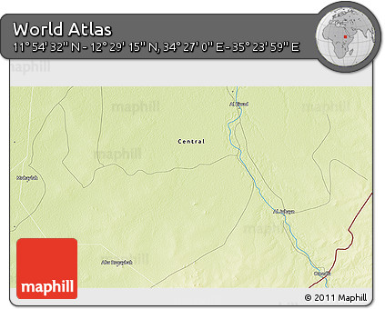 Physical 3D Map of the Area around 12° 11' 54" N, 34° 55' 29" E