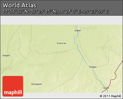 Physical 3D Map of the Area around 12° 11' 54" N, 34° 55' 29" E