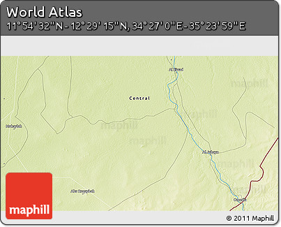 Physical 3D Map of the Area around 12° 11' 54" N, 34° 55' 29" E
