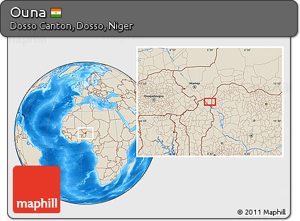 Shaded Relief Location Map of Ouna