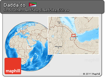 Shaded Relief Location Map of Dadda`to