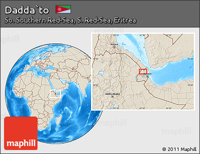Shaded Relief Location Map of Dadda`to