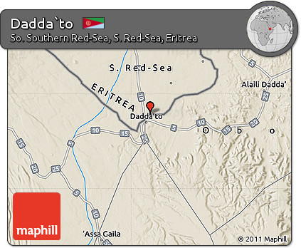 Shaded Relief Map of Dadda`to