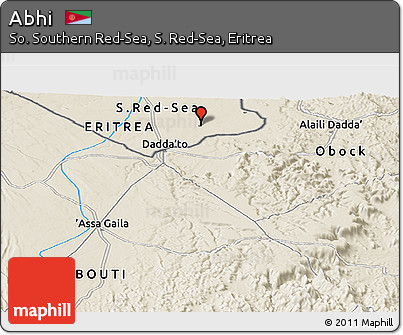 Shaded Relief Panoramic Map of Abhi
