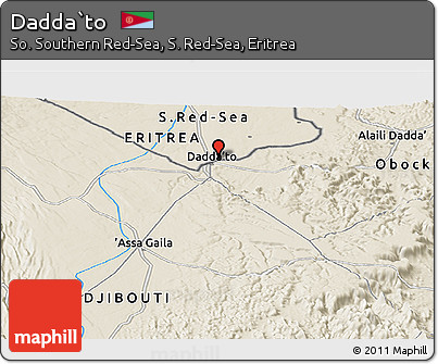 Shaded Relief Panoramic Map of Ḏaḏḏa`to