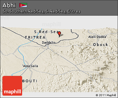 Shaded Relief Panoramic Map of Abhi