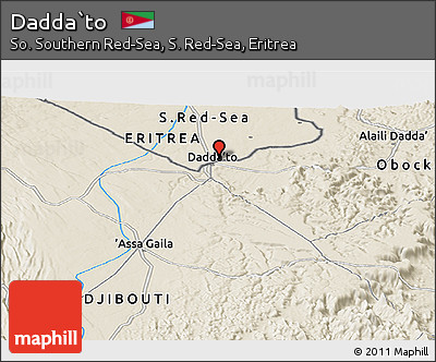 Shaded Relief Panoramic Map of Ḏaḏḏa`to