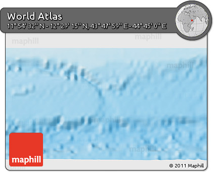 Shaded Relief 3D Map of the Area around 12° 11' 54" N, 44° 16' 29" E