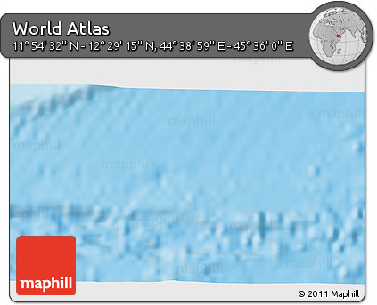 Shaded Relief 3D Map of the Area around 12° 11' 54" N, 45° 7' 30" E