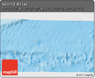 Shaded Relief 3D Map of the Area around 12° 11' 54" N, 45° 7' 30" E