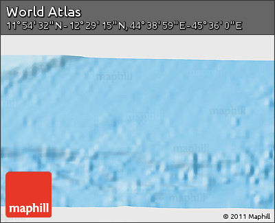 Shaded Relief 3D Map of the Area around 12° 11' 54" N, 45° 7' 30" E