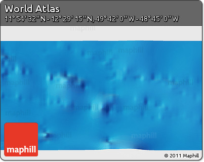 Shaded Relief 3D Map of the Area around 12° 11' 54" N, 49° 13' 30" W