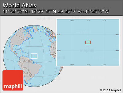Gray Location Map of the Area around 12° 11' 54" N, 49° 13' 30" W