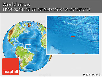 Physical Location Map of the Area around 12° 11' 54" N, 49° 13' 30" W