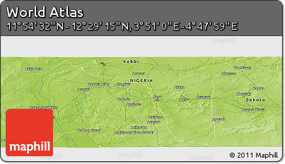 Physical Panoramic Map of the Area around 12° 11' 54" N, 4° 19' 30" E