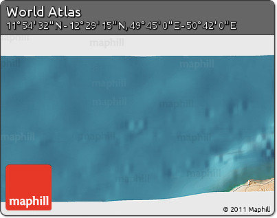 Satellite 3D Map of the Area around 12° 11' 54" N, 50° 13' 30" E