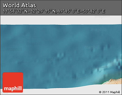 Satellite 3D Map of the Area around 12° 11' 54" N, 50° 13' 30" E