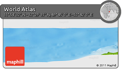 Physical Panoramic Map of the Area around 12° 11' 54" N, 50° 13' 30" E