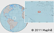 Gray Location Map of the area around 12° 11' 54" N, 50° 4' 30" W, hill shading