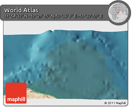 Satellite 3D Map of the Area around 12° 11' 54" N, 51° 4' 30" E