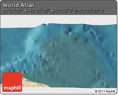 Satellite 3D Map of the Area around 12° 11' 54" N, 51° 4' 30" E