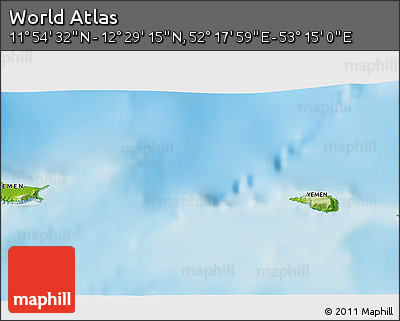 Physical 3D Map of the Area around 12° 11' 54" N, 52° 46' 29" E