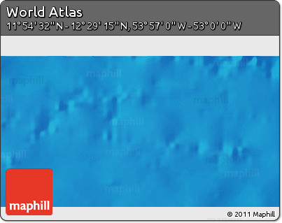 Physical 3D Map of the Area around 12° 11' 54" N, 53° 28' 30" W