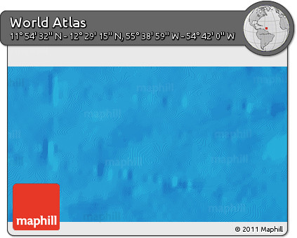 Shaded Relief 3D Map of the Area around 12° 11' 54" N, 55° 10' 29" W