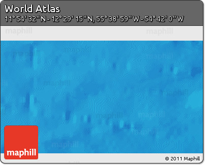 Shaded Relief 3D Map of the Area around 12° 11' 54" N, 55° 10' 29" W