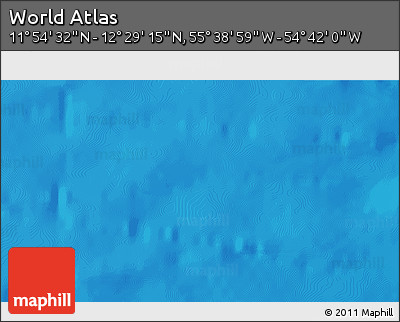 Shaded Relief 3D Map of the Area around 12° 11' 54" N, 55° 10' 29" W