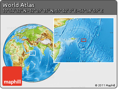 Physical Location Map of the Area around 12° 11' 54" N, 56° 10' 29" E