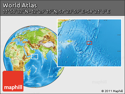Physical Location Map of the Area around 12° 11' 54" N, 57° 52' 30" E