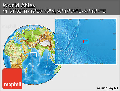 Physical Location Map of the Area around 12° 11' 54" N, 61° 16' 29" E