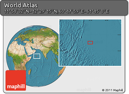 Satellite Location Map of the Area around 12° 11' 54" N, 61° 16' 29" E