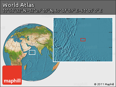 Satellite Location Map of the Area around 12° 11' 54" N, 61° 16' 29" E
