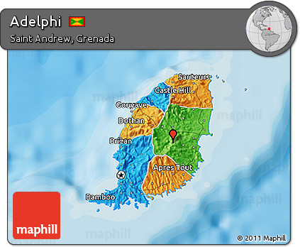 Political 3D Map of Adelphi